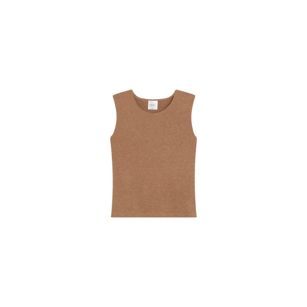 LESET Lauren Sleeveless Crewneck - S - Squirrel